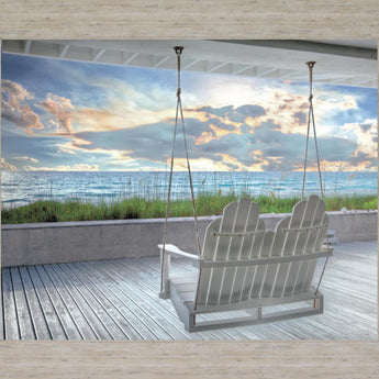 Seaside Swing Serenity - 28" x 34" Framed Wall Art - Light Blue