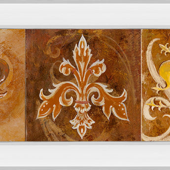 Fleur De Lis Trio Il By Thomas Riker Mirror - Framed Print Wall Art - Dark Brown