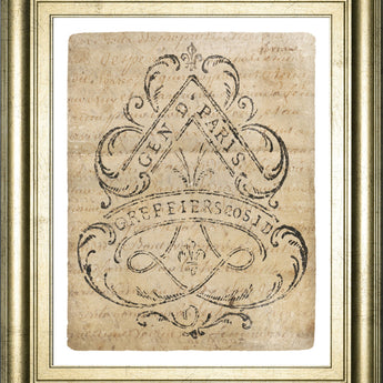 Letter Crest I Vintage V2 By Wild Apple Portfolio - Framed Print Wall Art - Beige