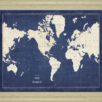 Voyager's Atlas - 28" x 34" Framed Wall Art - Blue