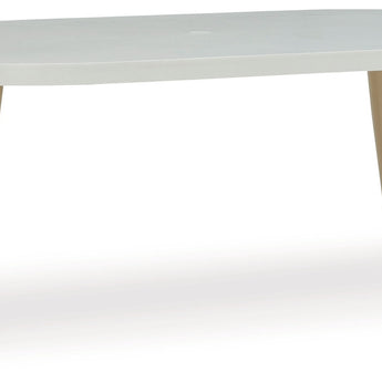 Seton Creek - Blanco - Mesa de comedor ovalada con opción Umb