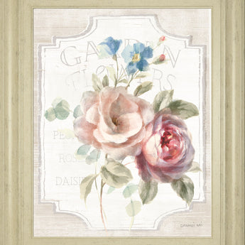 Cottage Garden IV On Wood By Danhui Nai - Framed Print Wall Art - White
