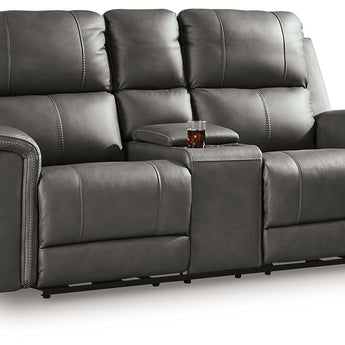 Bleckley - Power Reclining Loveseat With Console / Adjustable Headrest - Anchor