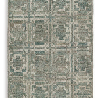 Jossland - 5' x 7' Rug - Turquoise / Ivory