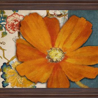 Golden Petal Burst - 28" x 34" Framed Wall Art - Orange