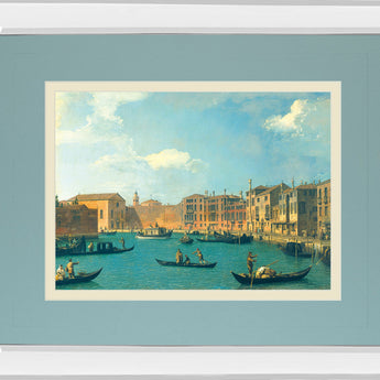 View Of The Canal Of Santa Chiara By Antonia Canaletto - Mirror Framed Print Wall Art - Blue