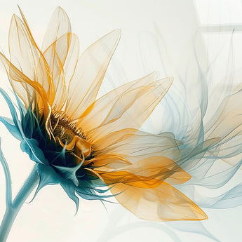 "Ethereal Bloom" Tempered Glass With Foil - Blue / Orange