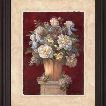 Crimson Petal Harmony - 28" x 34" Framed Wall Art - Dark Red