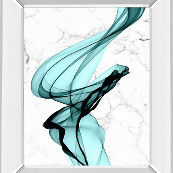Teal Ribbons I Mirror Framed By Irena Orlov - Light Blue