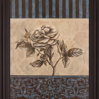Blue Tranquility Bloom - 28" x 34" Framed Wall Art - Beige