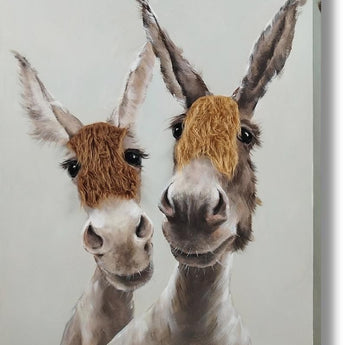Curious Duo - 30" x 40" Framed Wall Art - Gray