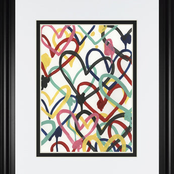 34x40 Heart Scribbles I By June Erica Vess - Red