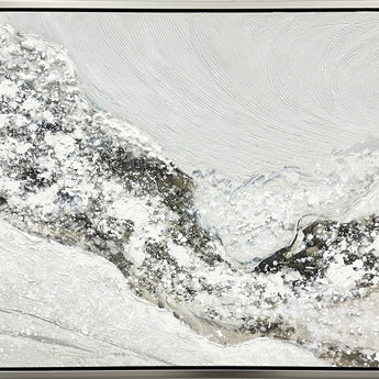 "Snowy Drift" Hand-Embellished Canvas In Frame - White / Gray