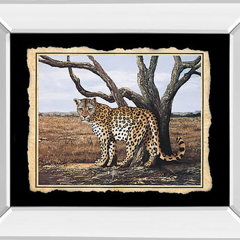 Cheetah - Mirror Framed Print Wall Art - Beige
