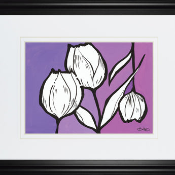 Flowers In Unity - Purple By David Bromstad - Framed Print Wall Art - Purple