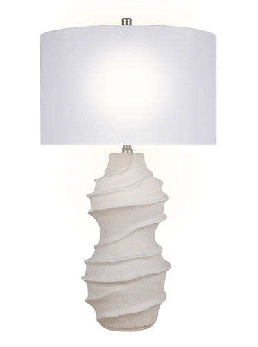 "Serenity Waves" Ceramic Table Lamp - Off White