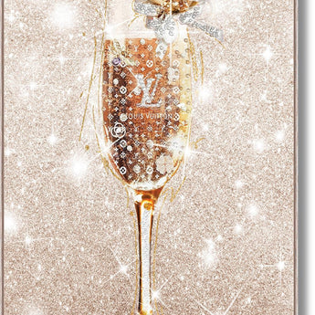 Rose Gold Bubbly With Rocks Framed - Beige
