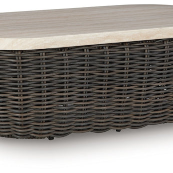 Kimora - Mesa de cóctel rectangular - Beige / Marrón oscuro