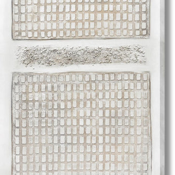 Neutral Grid Relief - 39" x 59" Framed Wall Art - Beige