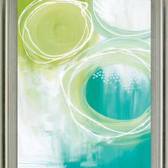 Verdant Orbit - 28" x 34" Framed Wall Art - Light Blue