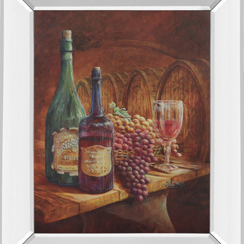 Vintage Wine IV - Mirror Framed Print Wall Art - Dark Brown