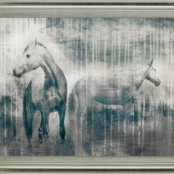 Misty Equines - 28" x 34" Framed Wall Art - Gray