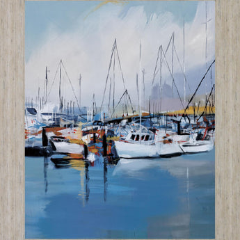 Harbor Reflections - 28" x 34" Framed Wall Art - Blue