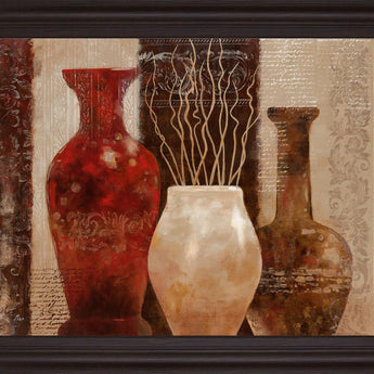Umber Trio Harmony - 28" x 34" Framed Wall Art - Dark Brown