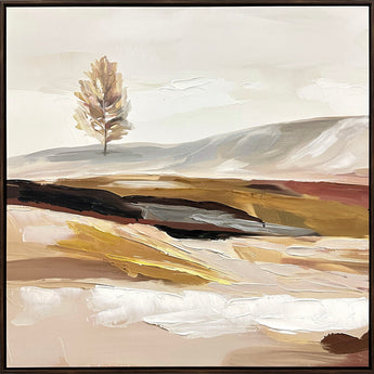 "Solitary Serenity I" Hand-Embellished Canvas In Frame - Neutral / Brown
