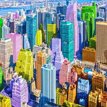 Colorful City (Framed Small) - Blue