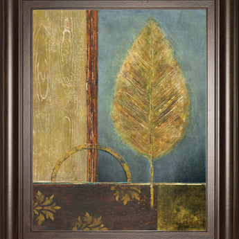 Azure Leaf By Viola Lee - Framed Print Wall Art - Bronze