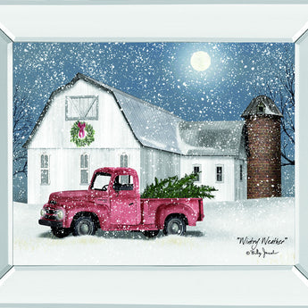 Wintry Weather By Billy Jacobs - Mirror Framed Print Wall Art - Dark Gray