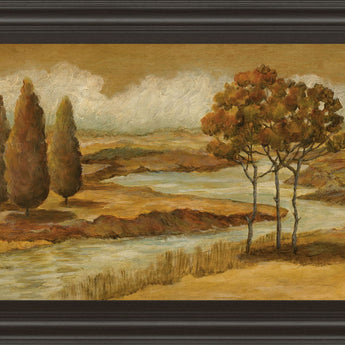 River Scene I - Framed Print Wall Art - Light Brown