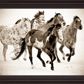 Speckled Gallop - 28" x 34" Framed Wall Art - Dark Brown