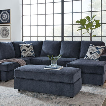 Albar Place - 2 Pc. - 2-Piece Sectional With Raf Sofa Chaise, Ottoman - Cobalt