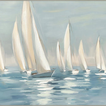 Gliding Sails - 56" x 70" Framed Wall Art - Blue