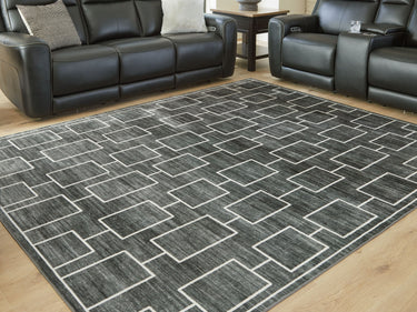 Elderland - 8' x 10' Washable Rug - Black / Gray