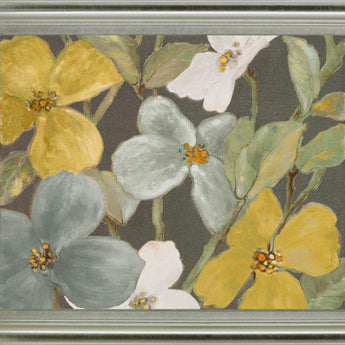 Golden Petal Whisper - 28" x 34" Framed Wall Art - Gray