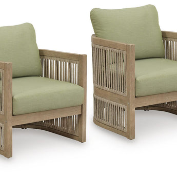 Serena Shores - Sillón con cojín (juego de 2) - Beige/Verde