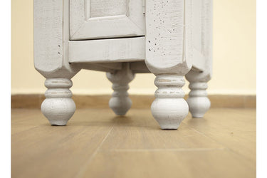 Stone Chairside Table With 1 Door Antiqued Ivory / Weathered Gray - detail
