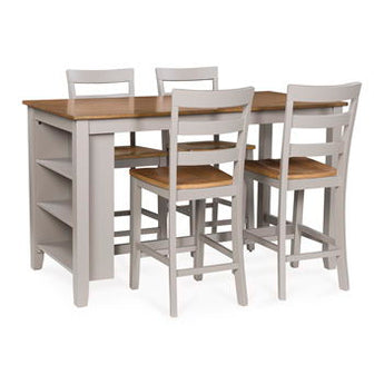 Harperfeld - Dining Room Counter Table Set (Set of 5) - Natural / Gray