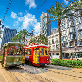 Tempered Glass With Foil - New Orleans Trolly - Light Blue