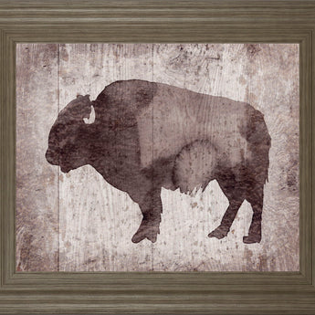 Wildness II-timber By Sandra Jacobs - Framed Bison Print Wall Art - Dark Brown