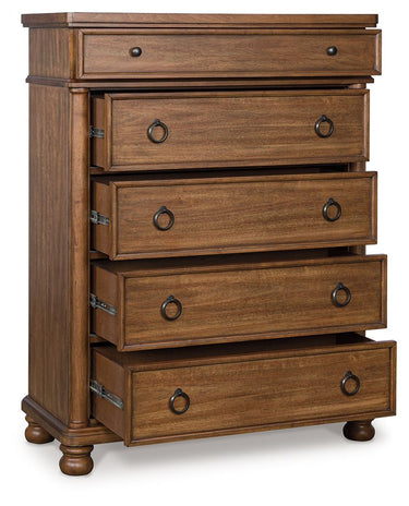 Rowlenstown - Five Drawer Chest - Brown