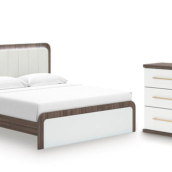 Kendanport - 4 Pc. - King Platform Bed, Dresser, Mirror And Nightstand - Brown / White