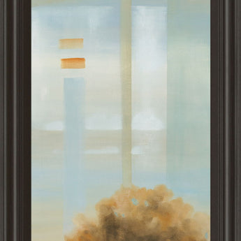 Window On The Word I By Carol Robinson - Framed Print Wall Art - Light Blue