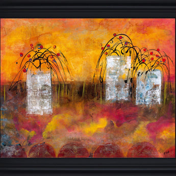 Sunlit Whimsy - 28" x 34" Framed Wall Art - Orange