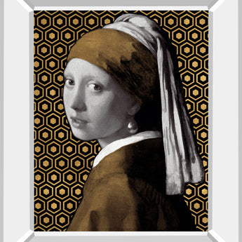 Gilded Earring (After Jan Vermeer) By Eccentric Accents - Mirror Framed Print Wall Art - Dark Brown