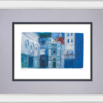 The Duomo, Florence By Ann Oram - Mirror Framed Print Wall Art - Blue
