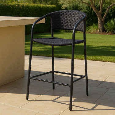 Zola - Taburete de bar para exterior - Marrón oscuro